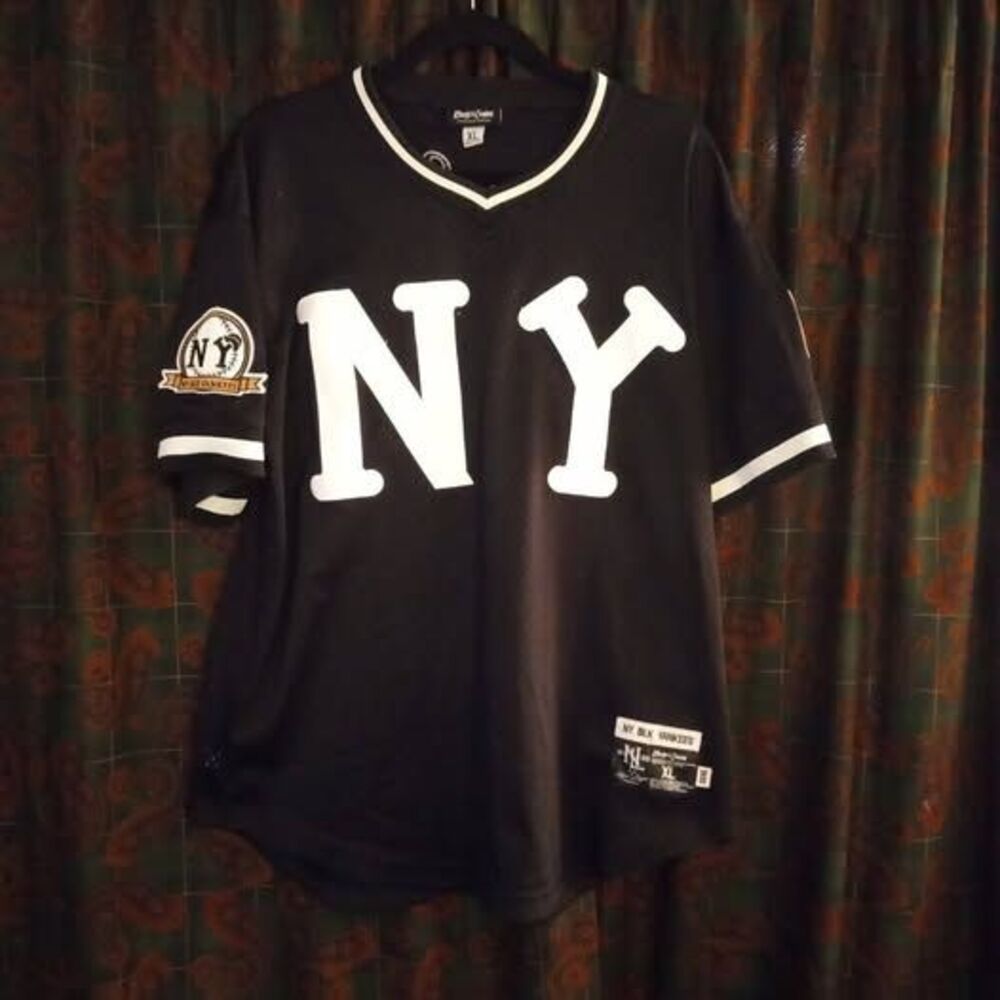 New York Black Yankees Rings & Crwns Black Mesh V-Neck Jersey Size XL NWOT